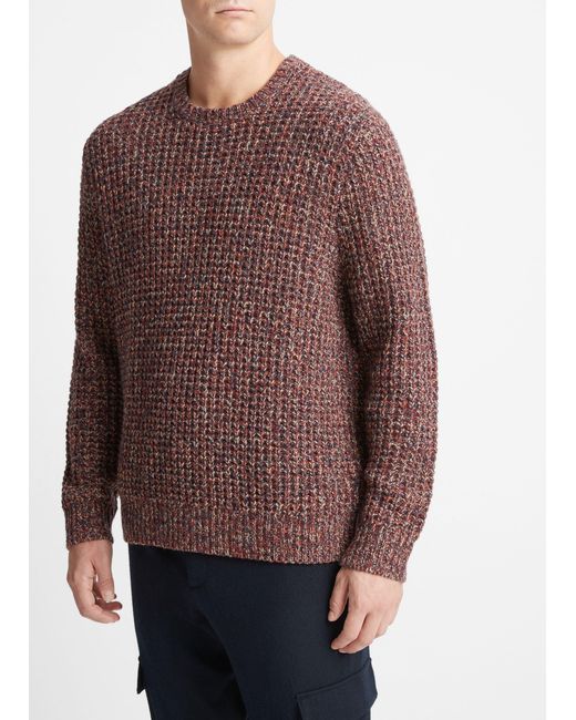 Vince Marled Waffle Crew Neck Sweater, Red, Size Xl for men