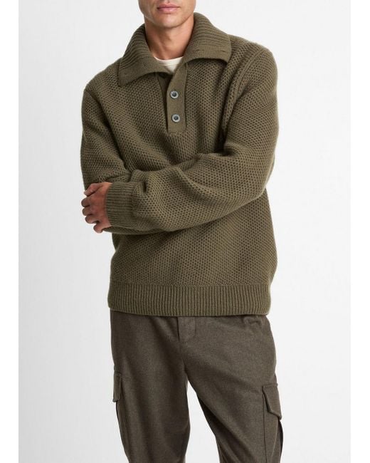 Vince Green Honeycomb Wool Mock-Neck Sweater for men