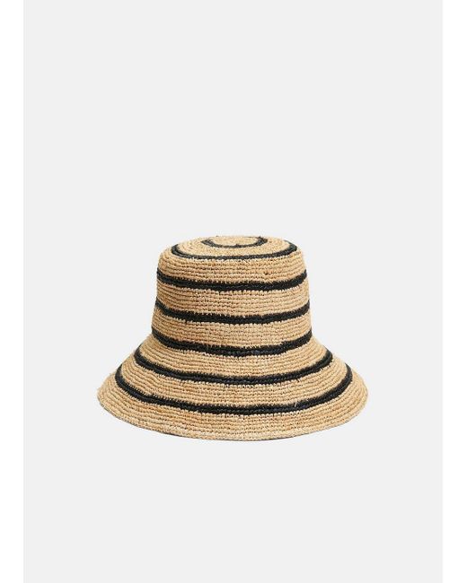 Vince Striped Straw Hat, Natural/black, Size S/m