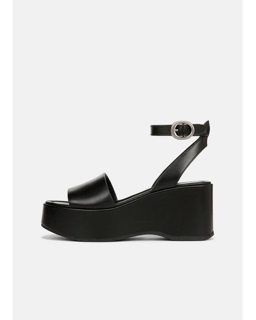 Vince Phillipa Leather Platform Sandal, Black, Size 9.5