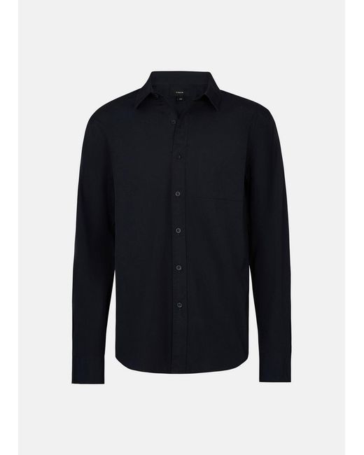 Vince Blue Cotton Poplin Button-Front Shirt