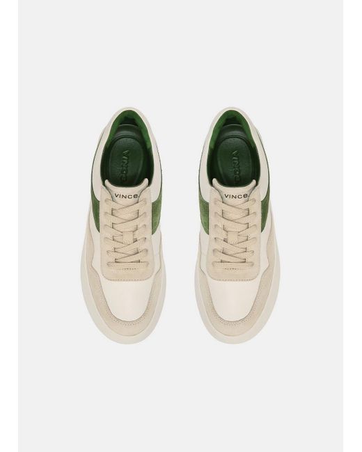 Vince Natural Warren Court Leather And Suede Sneaker