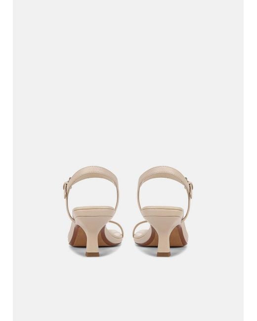 Vince Natural Coco Leather Heeled Sandal, Birch Sand, Size 9.5