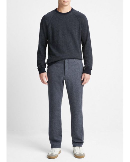 Vince Black Herringbone Virgin Wool-blend Flannel Trouser, Multicolor, Size S for men