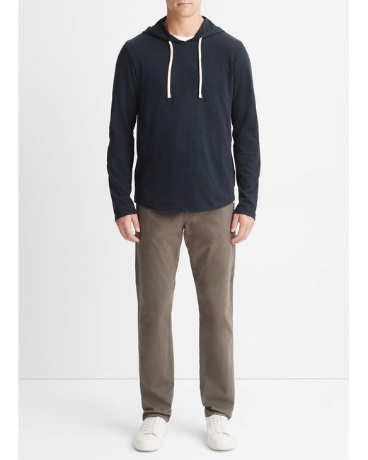 Vince Textured Cotton Hoodie, Blue, Size S for men