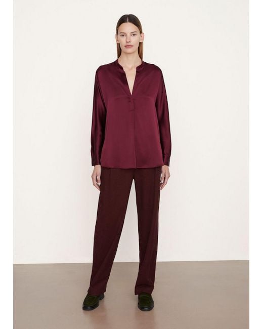 Vince Silk Band Collar Long Sleeve Blouse in Purple Lyst Canada