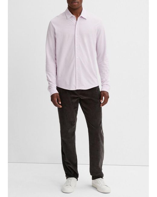 Vince White Cotton Piqué Button-front Shirt, Purple, Size L for men