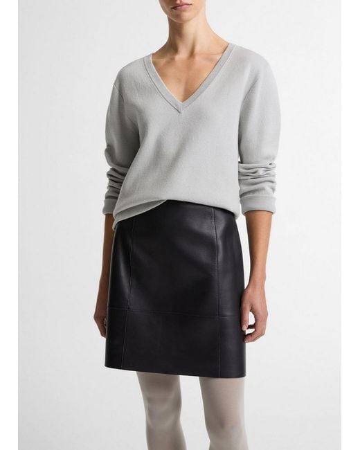Vince Gray Double-Face Cotton-Blend V-Neck Sweater