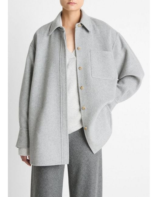 Vince Gray Double-Face Wool & Cashmere-Blend Shirt Jacket