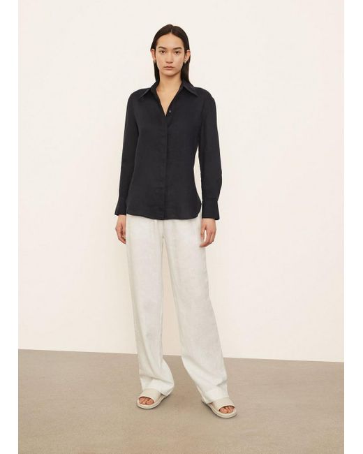 Vince Relaxed Long Sleeve Linen Button 