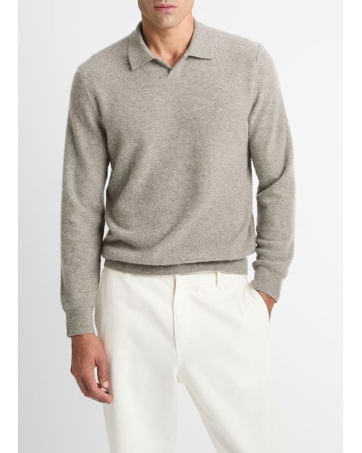 Vince Gray Plush Cashmere Johnny-Collar Polo for men