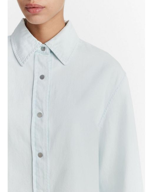 Vince Blue Cotton Twill Cropped Shirt, Celestine, Size S