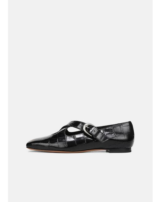 Vince White Cici Croc-Embossed Leather Flat