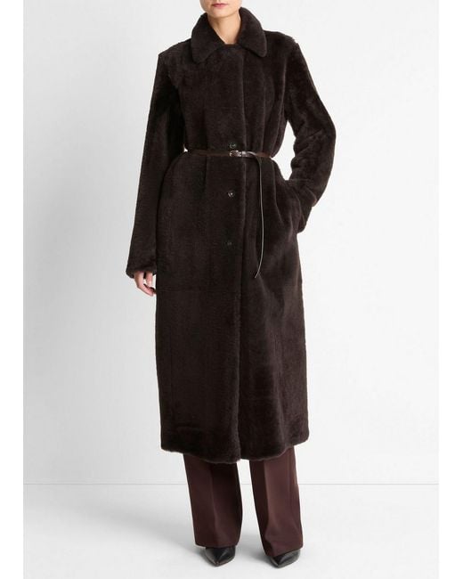 Vince Black Shearling Long Coat