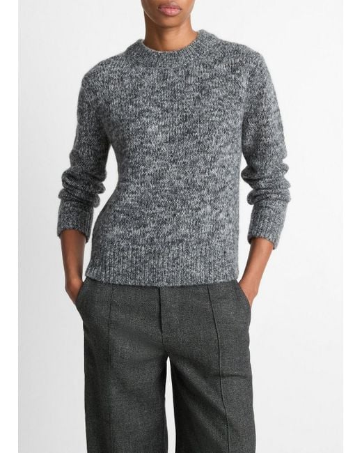 Vince Gray Plush Cashmere Funnel-Neck Sweater