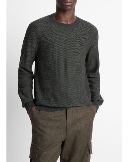 Vince Gray Geo-Jacquard Wool-Blend Crew Neck Sweater for men