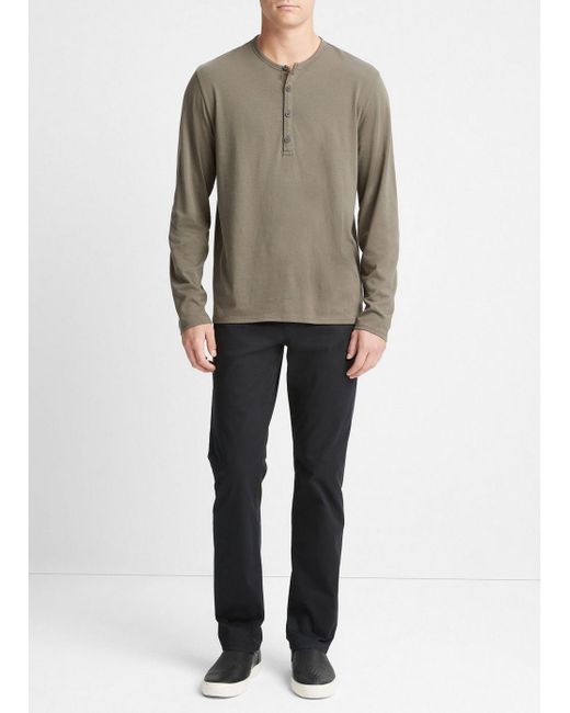 Vince Pima Cotton Long-sleeve Henley, Green, Size L in Natural for Men |  Lyst UK