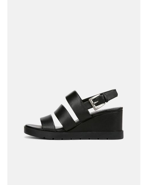 Vince Black Rochel Leather Wedge Sandal