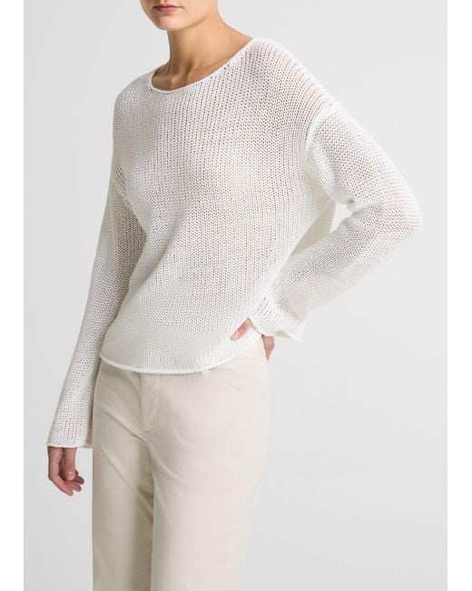 Vince White Coated Cotton Pullover