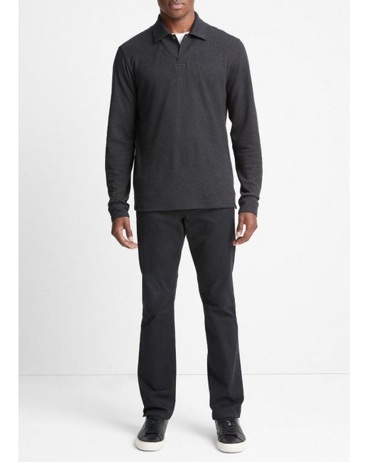 Vince Black Double-face Long-sleeve Polo Shirt, Grey, Size S for men