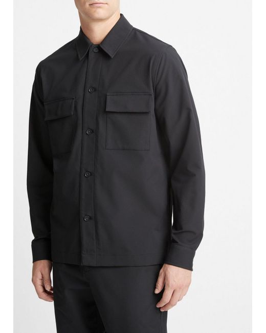 Vince Tech-dobby Shirt Jacket, Black, Size L for men