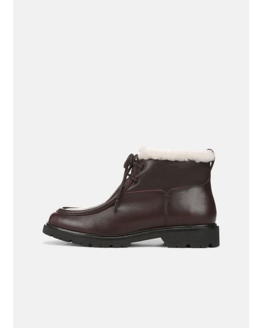Vince Brown Sierra Shearling-Lined Lug-Sole Boot
