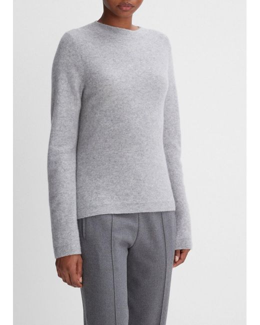 Vince Gray Plush Cashmere Crew Neck Sweater, Grey, Size L
