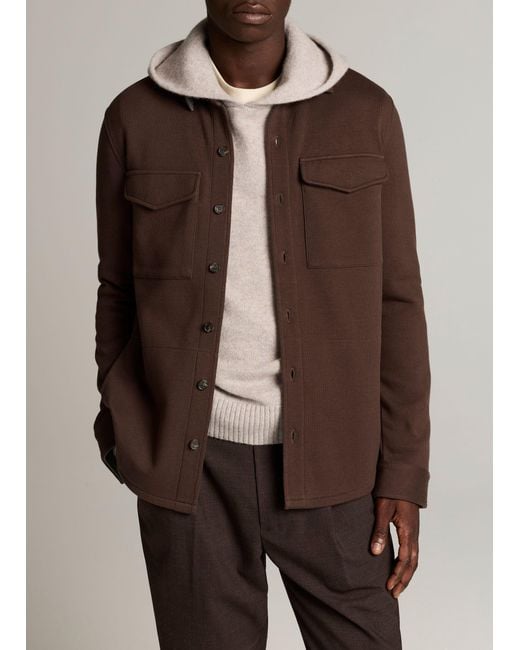 Vince Brown Double-Knit Cotton-Blend Piqué Shirt Jacket for men