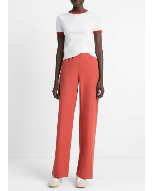 Vince Red Colette High-Rise Cotton & Linen-Blend Bias Pant