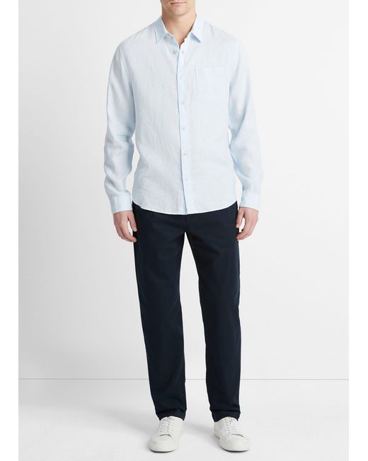 Vince Linen Long-sleeve Shirt, White, Size Xxl for men