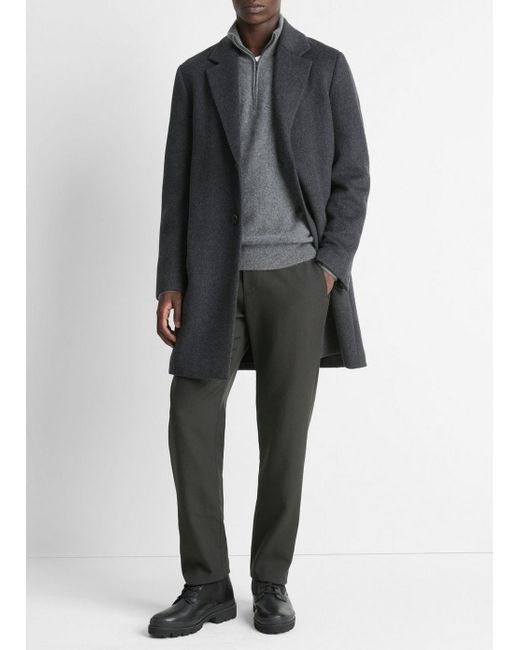 Vince Black Classic Italian Wool-Blend Coat for men