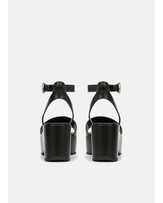 Vince Phillipa Leather Platform Sandal, Black, Size 9.5