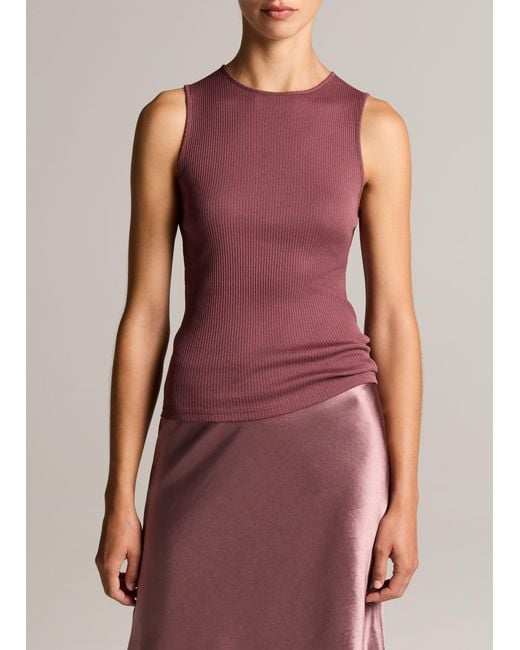 Vince Purple Ribbed Pima Cotton Shell