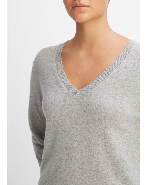 Vince Gray Cashmere Weekend V-neck Sweater
