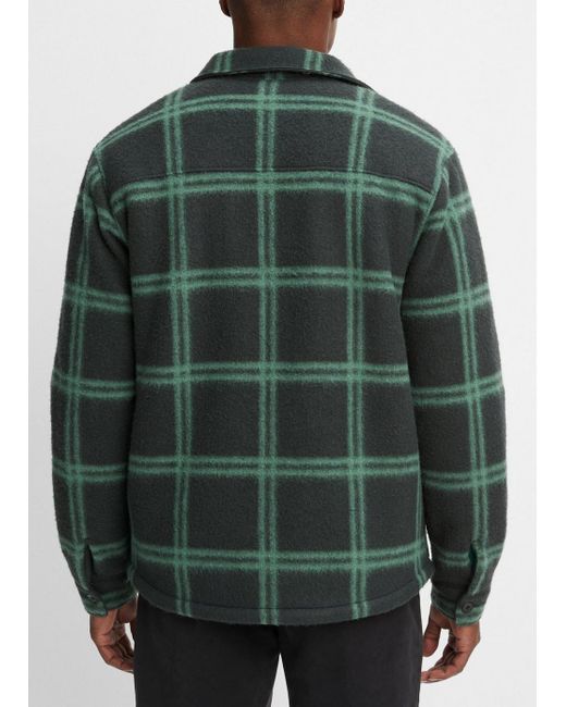 Vince Windowpane Sherpa-lined Shirt Jacket, Green, Size Xs for men