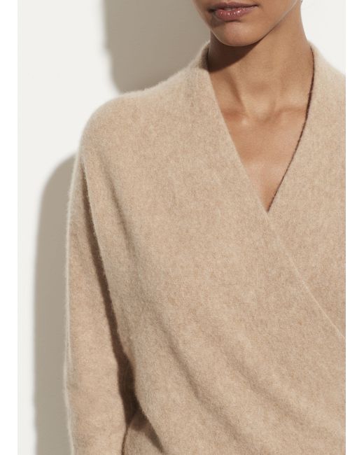 Vince Natural Boiled Cashmere Wrap Front Pullover