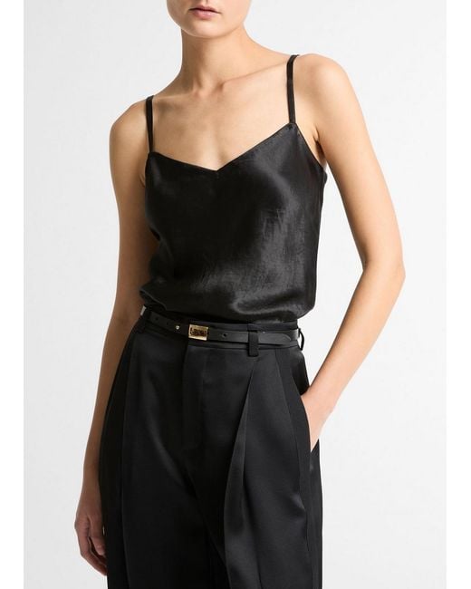 Vince Black Satin V-Neck Camisole