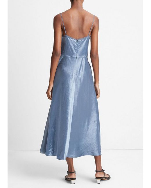 Vince Blue Sheer-paneled Slip Dress, Grey, Size 16