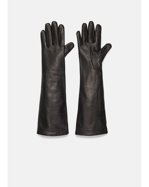 Vince Cashmere-lined Long Leather Glove, Black, Size M