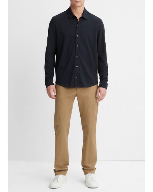 Vince Black Cotton Piqué Button-front Shirt, Blue, Size Xxl for men