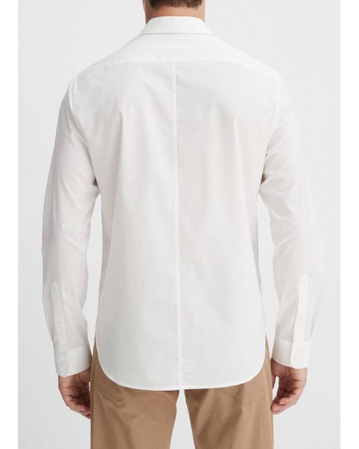 Vince Cotton Long Sleeve Shirt, Optic White, Size Xl for men