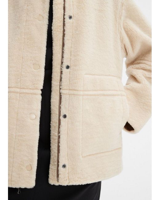 Vince Natural Reversible Plush Shearling Jacket, Beige, Size Xs