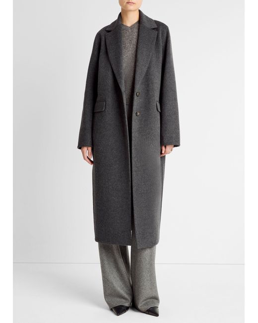 Vince Black Wool-Blend Single-Breasted Coat