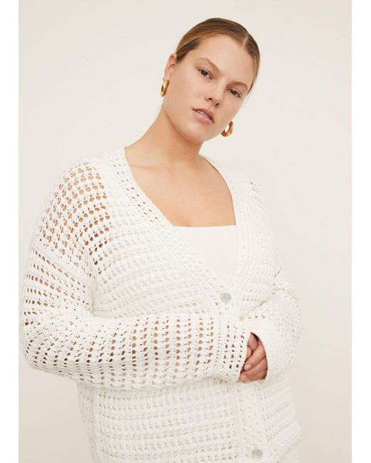 Vince Crochet Cardigan Sweater in Natural | Lyst UK