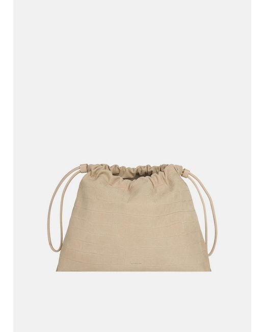 Vince Natural Sarai Croc-Embsed Nubuck Leather Crsbody