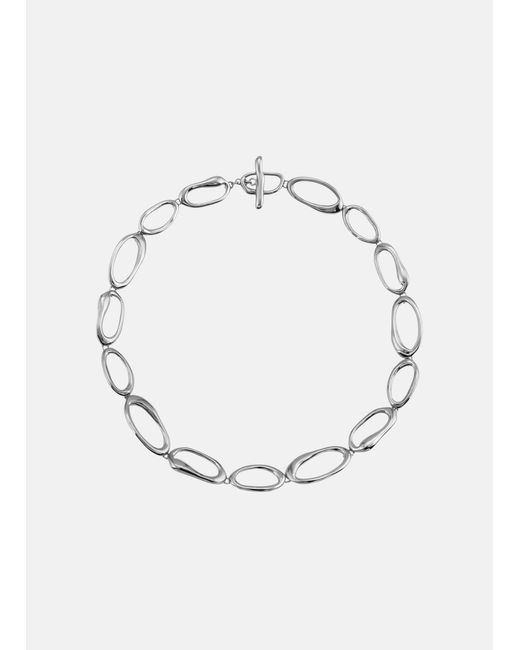Vince White Modern Weaving / Hand Formed Mini Oval Link Chain Necklace, Grey, Size Os