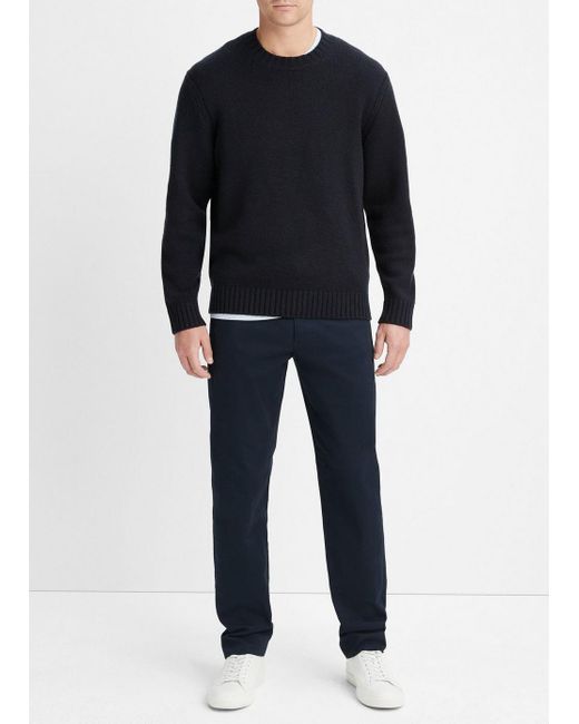 Vince Black Wool-cashmere Relaxed Crew Neck Sweater, Blue, Size L for men