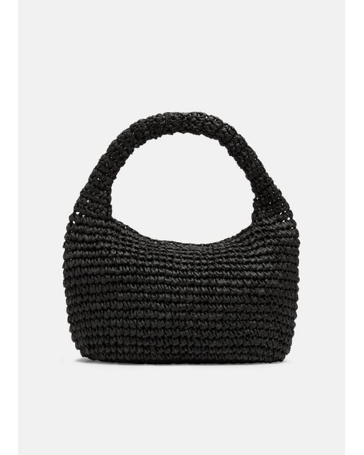 Vince Black Small Straw Tote