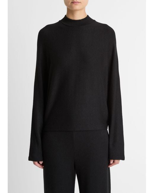 Vince Black Cozy Dolman-Sleeve Mock-Neck Top