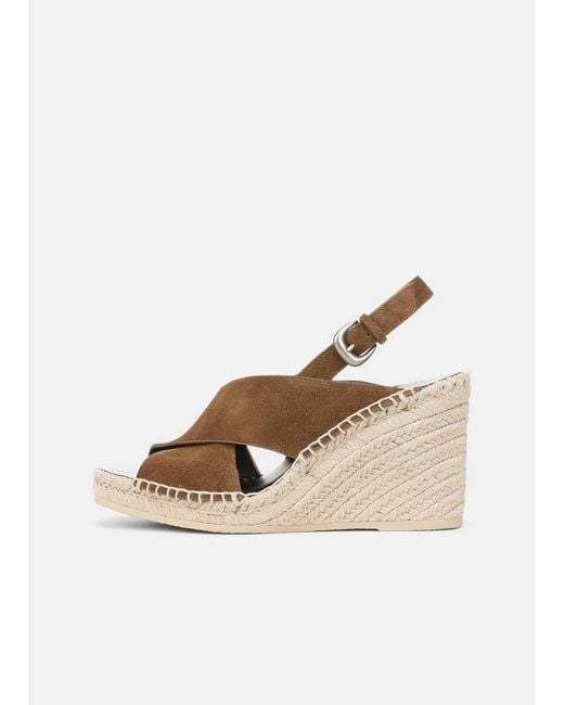 Vince Natural Georgia Suede Espadrille Wedge Sandals